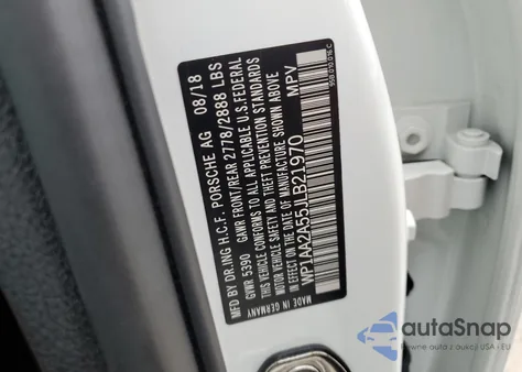 2018 Porsche Macan from USA, damaged, VIN WP1AA2A55JLB21970